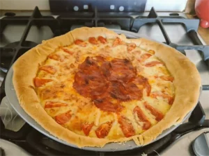A quiche out of the oven