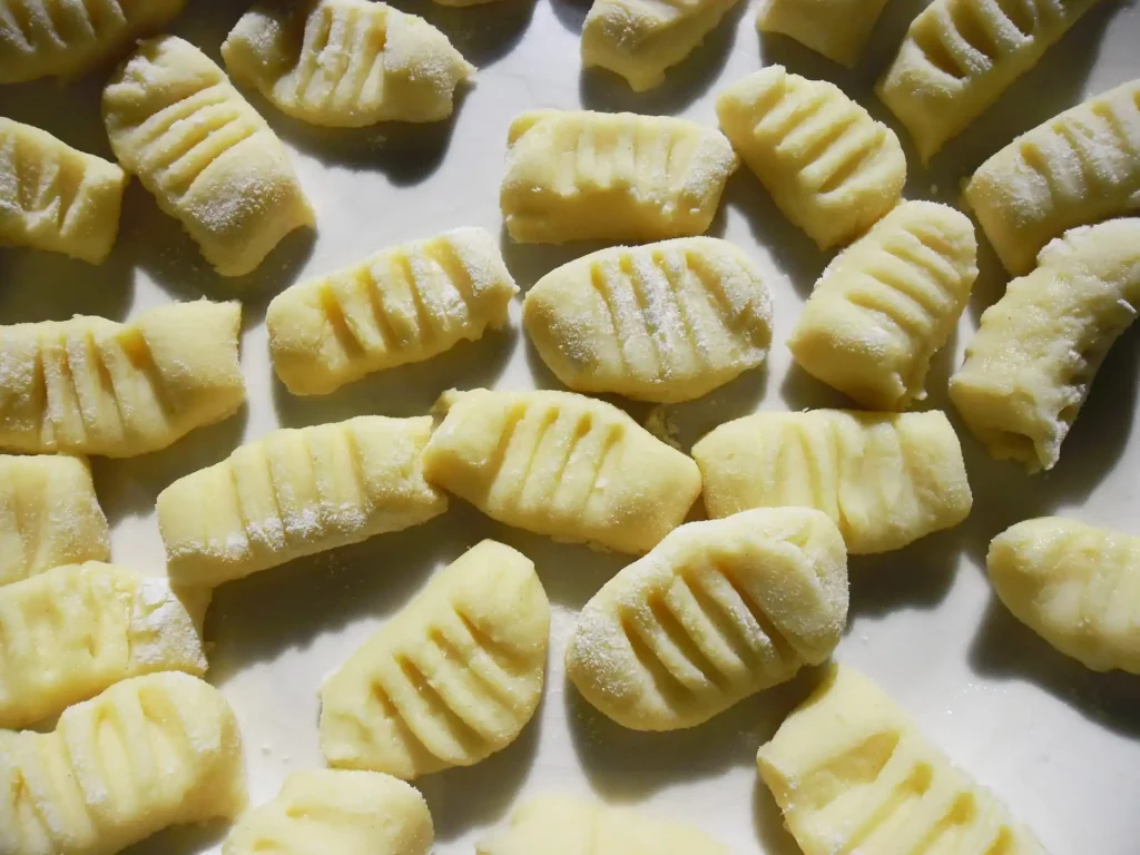 Gnocchi on a tray